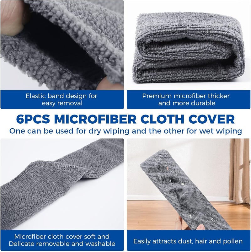 AURUZA 6pcs Dusters Replacement Cloth Retractable Gap Dust Cleaner Cloths, Reusable Microfiber Cloth Cover Washable, Under Furniture Duster Refill for Home Kitchen Household Wall Couch Cleaning Supplies - Image 3